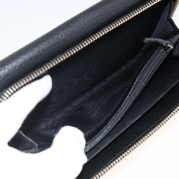 GUCCI Round Long Wallet Leather outlet Black Gold 449397 Auth am11154A