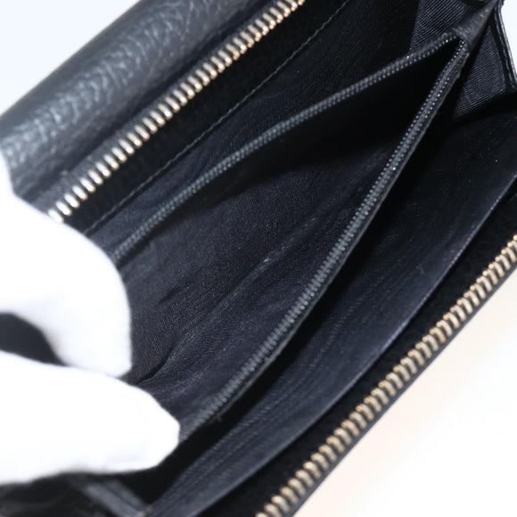 GUCCI Round Long Wallet Leather outlet Black Gold 449397 Auth am11154A