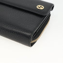 GUCCI Round Long Wallet Leather outlet Black Gold 449397 Auth am11154A-8