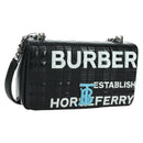 BURBERRY Roller Chain Shoulder Bag Leather Black Silver Auth am11155V-1