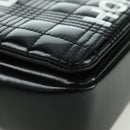 BURBERRY Roller Chain Shoulder Bag Leather Black Silver Auth am11155V-10