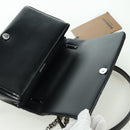 BURBERRY Roller Chain Shoulder Bag Leather Black Silver Auth am11155V-17