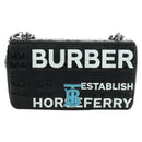 BURBERRY Roller Chain Shoulder Bag Leather Black Silver Auth am11155V-2
