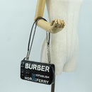 BURBERRY Roller Chain Shoulder Bag Leather Black Silver Auth am11155V-24