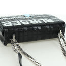 BURBERRY Roller Chain Shoulder Bag Leather Black Silver Auth am11155V-6