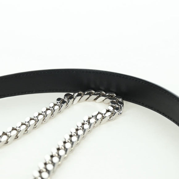 BURBERRY Roller Chain Shoulder Bag Leather Black Silver Auth am11155V