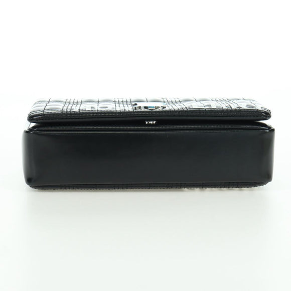 BURBERRY Roller Chain Shoulder Bag Leather Black Silver Auth am11155V