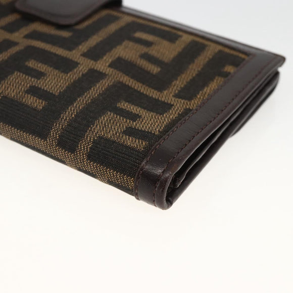 FENDI Zucca Canvas Long Wallet Black Brown Auth am11162A
