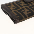 FENDI Zucca Canvas Long Wallet Black Brown Auth am11162A-16