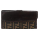 FENDI Zucca Canvas Long Wallet Black Brown Auth am11162A-13