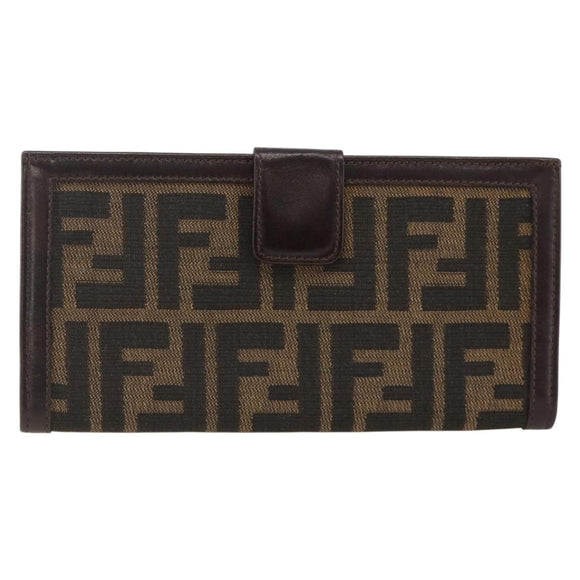 FENDI Zucca Canvas Long Wallet Black Brown Auth am11162A