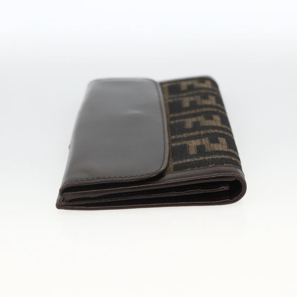 FENDI Zucca Canvas Long Wallet Black Brown Auth am11162A