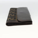 FENDI Zucca Canvas Long Wallet Black Brown Auth am11162A-4