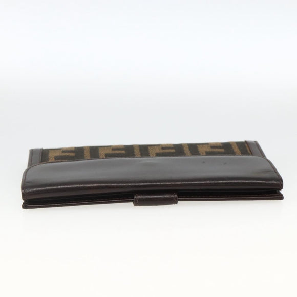FENDI Zucca Canvas Long Wallet Black Brown Auth am11162A