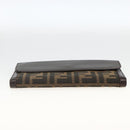 FENDI Zucca Canvas Long Wallet Black Brown Auth am11162A-6