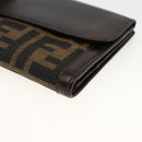 FENDI Zucca Canvas Long Wallet Black Brown Auth am11162A-7