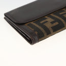 FENDI Zucca Canvas Long Wallet Black Brown Auth am11162A-14