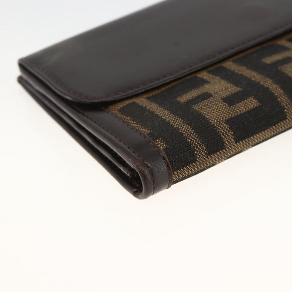 FENDI Zucca Canvas Long Wallet Black Brown Auth am11162A