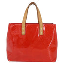 LOUIS VUITTON Monogram Vernis Reade PM Hand Bag Red Rouge M91088 Auth am11167A-13