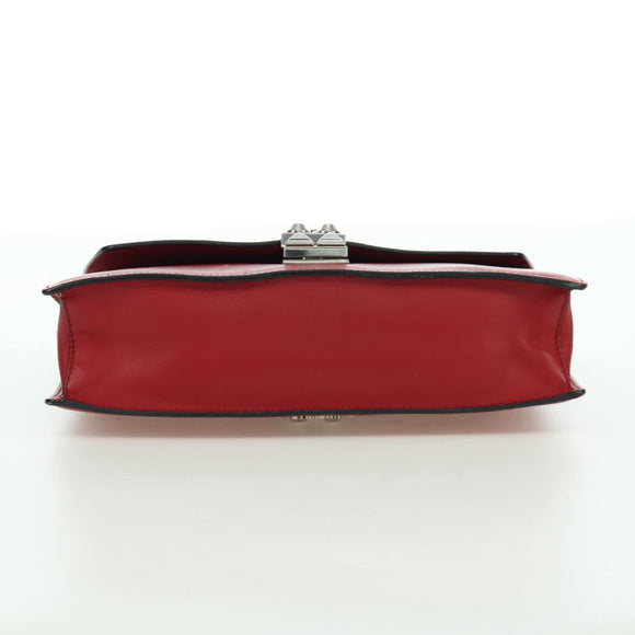 PRADA Electra Studs Chain Shoulder Bag Leather Red Silver Auth am11175V