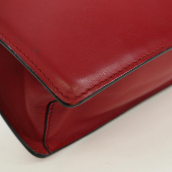 PRADA Electra Studs Chain Shoulder Bag Leather Red Silver Auth am11175V