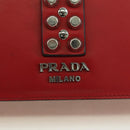 PRADA Electra Studs Chain Shoulder Bag Leather Red Silver Auth am11175V-18