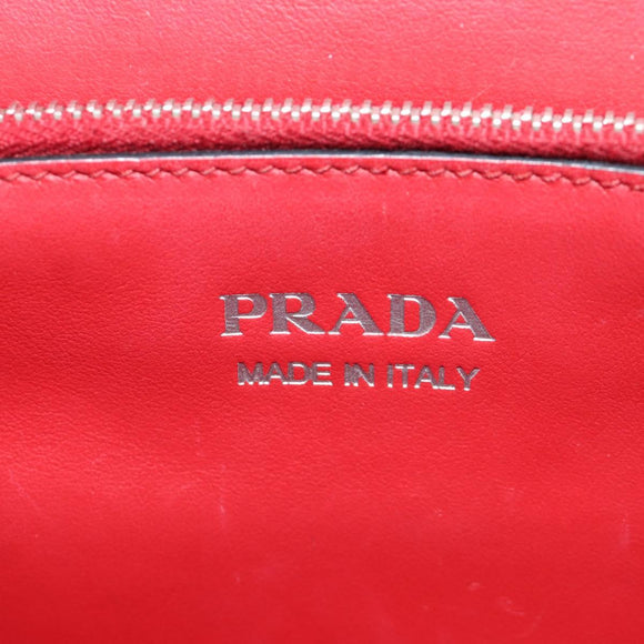 PRADA Electra Studs Chain Shoulder Bag Leather Red Silver Auth am11175V