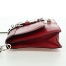 PRADA Electra Studs Chain Shoulder Bag Leather Red Silver Auth am11175V-3