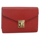 VERSACE Sunburst Clutch Bag Leather Red Gold Auth am11180A-1