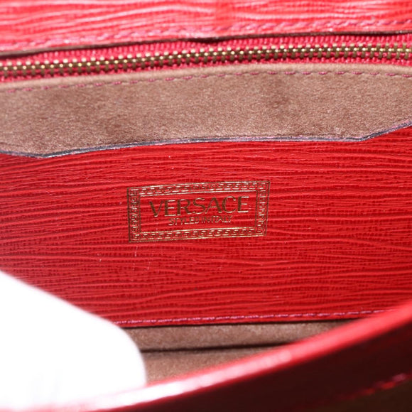 VERSACE Sunburst Clutch Bag Leather Red Gold Auth am11180A