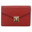 VERSACE Sunburst Clutch Bag Leather Red Gold Auth am11180A-13