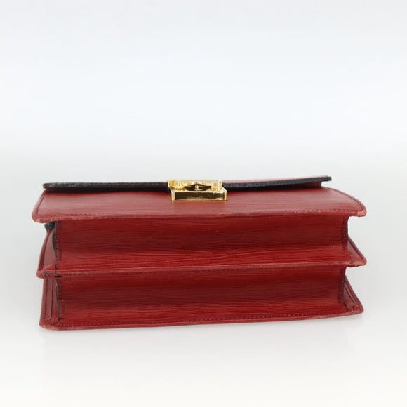 VERSACE Sunburst Clutch Bag Leather Red Gold Auth am11180A