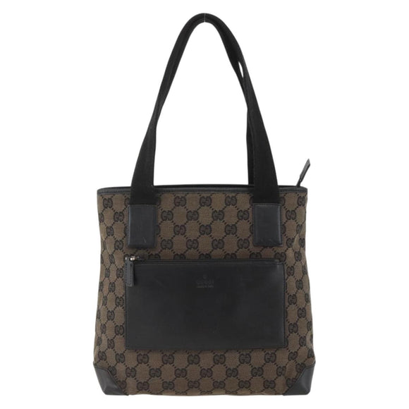 GUCCI GG Canvas Tote Bag Black Silver 019 0402 1705 Auth am11183A