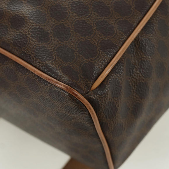 CELINE Macadam Canvas Backpack PVC Leather Brown Gold Auth am11186A