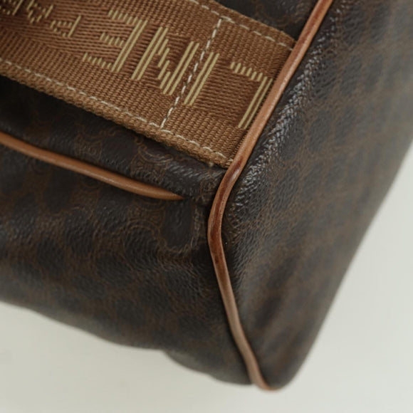 CELINE Macadam Canvas Backpack PVC Leather Brown Gold Auth am11186A