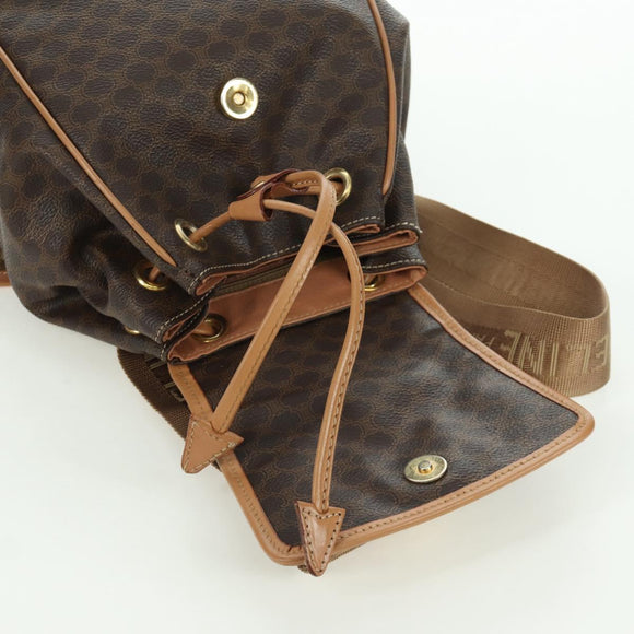 CELINE Macadam Canvas Backpack PVC Leather Brown Gold Auth am11186A