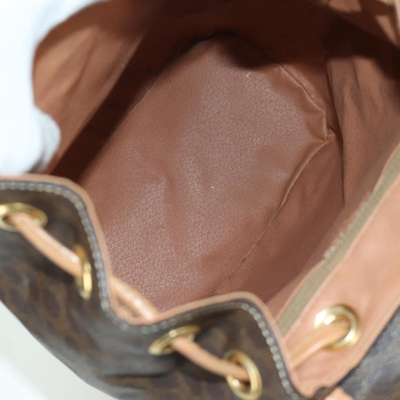 CELINE Macadam Canvas Backpack PVC Leather Brown Gold Auth am11186A
