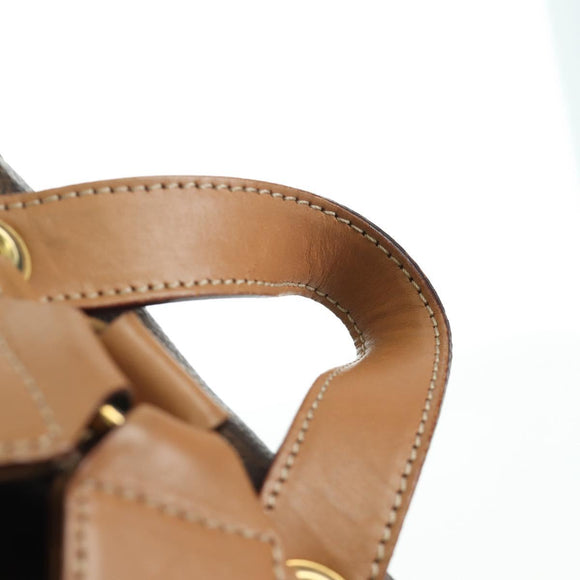 CELINE Macadam Canvas Backpack PVC Leather Brown Gold Auth am11186A