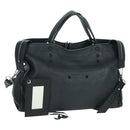 BALENCIAGA Blackout City Hand Bag Leather 2way Black Silver 443514 am11187SAM-1