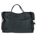 BALENCIAGA Blackout City Hand Bag Leather 2way Black Silver 443514 am11187SAM-13