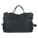 BALENCIAGA Blackout City Hand Bag Leather 2way Black Silver 443514 am11187SAM-2