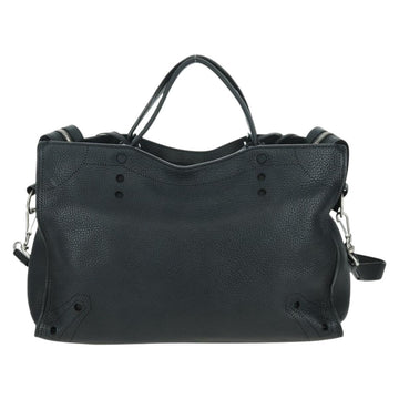 BALENCIAGA Blackout City Hand Bag Leather 2way Black Silver 443514 am11187SAM - 0
