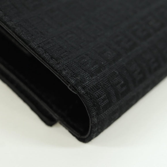 FENDI Zucchino Canvas Trifold Wallet Black Auth am11191V