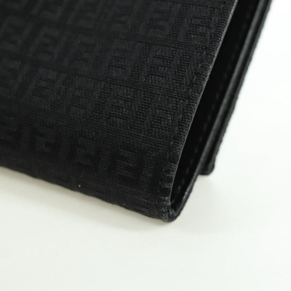 FENDI Zucchino Canvas Trifold Wallet Black Auth am11191V