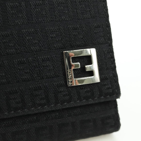 FENDI Zucchino Canvas Trifold Wallet Black Auth am11191V