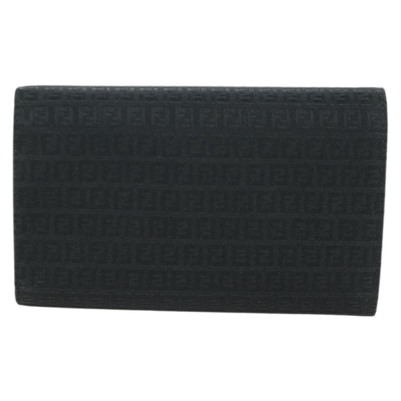 FENDI Zucchino Canvas Trifold Wallet Black Auth am11191V