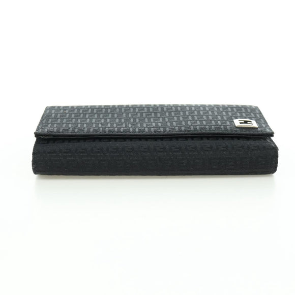 FENDI Zucchino Canvas Trifold Wallet Black Auth am11191V