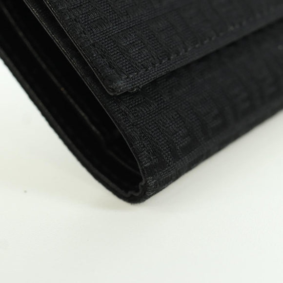 FENDI Zucchino Canvas Trifold Wallet Black Auth am11191V