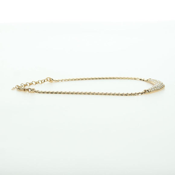 Christian Dior Rhinestone Necklace metal Gold Auth am11192V
