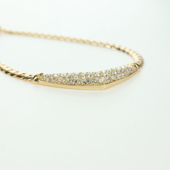 Christian Dior Rhinestone Necklace metal Gold Auth am11192V